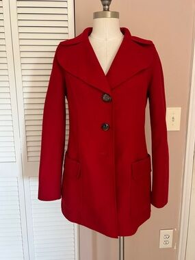 Vintage Talbots Wool Vibrant Red Single-Breasted front pocket Blazer size 4